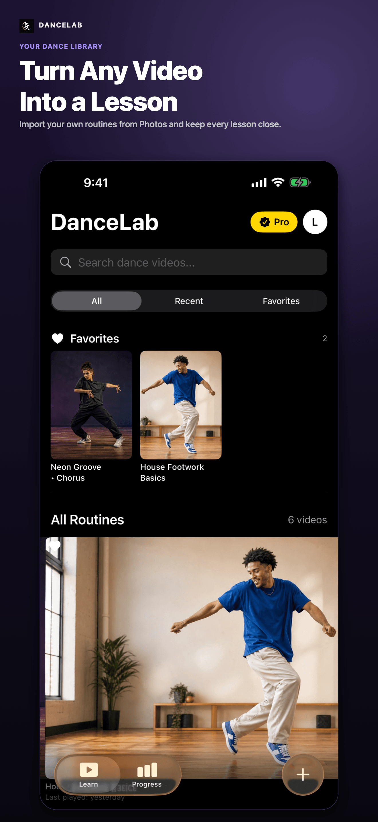 DanceLab App Store screenshot: Your dance library