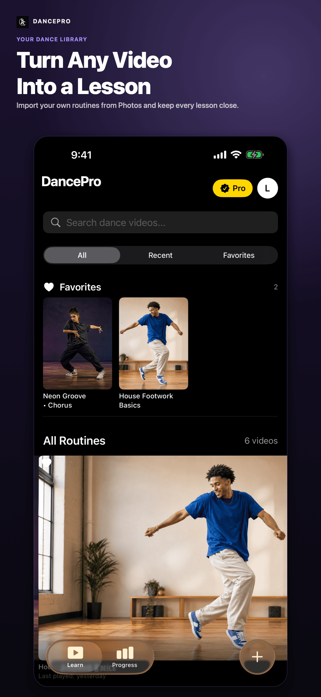 DancePro App Store screenshot: Your dance library